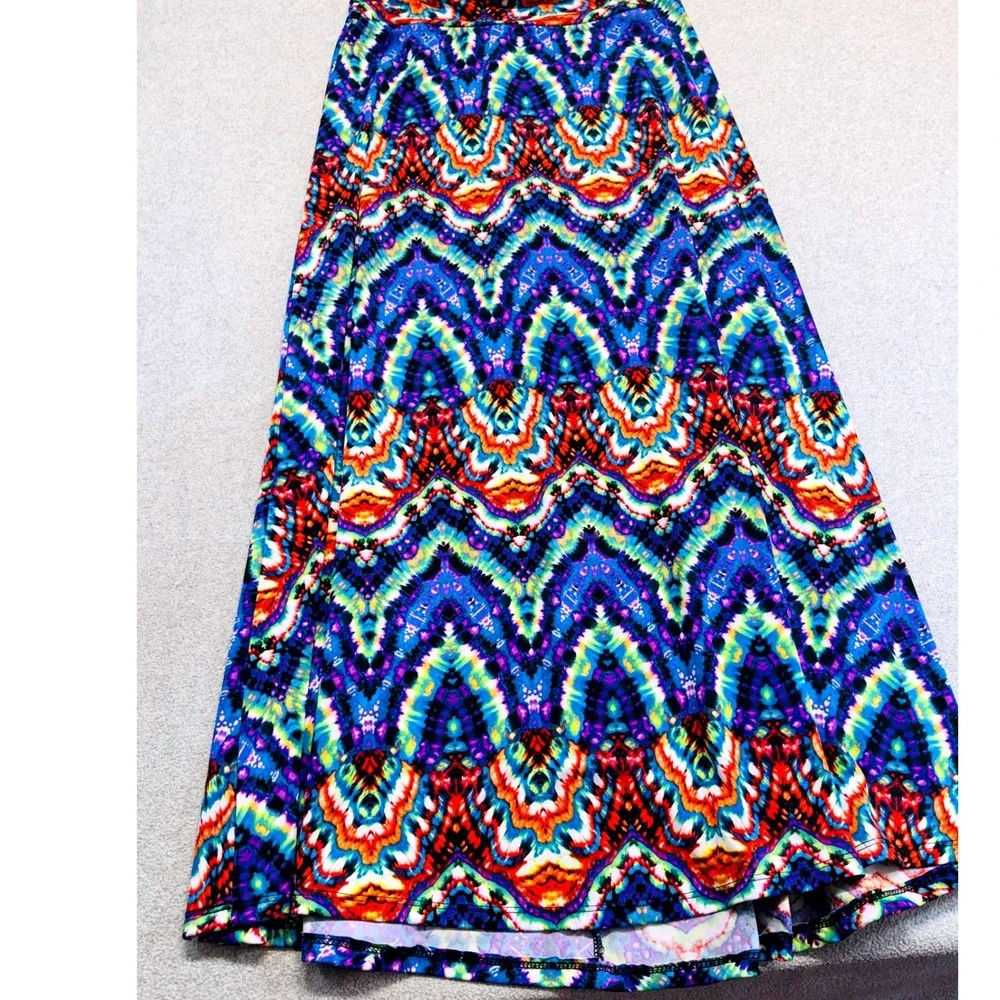 Counterparts Signature Studio M USA Colorful Abstract Maxi Skirt Pull On Boho